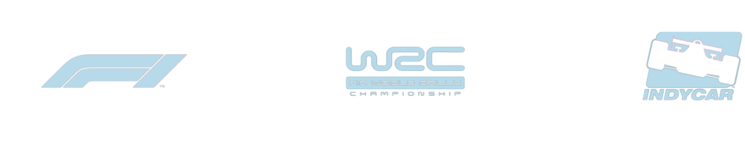 Logos of F1, World Rally Championship, Indycar.